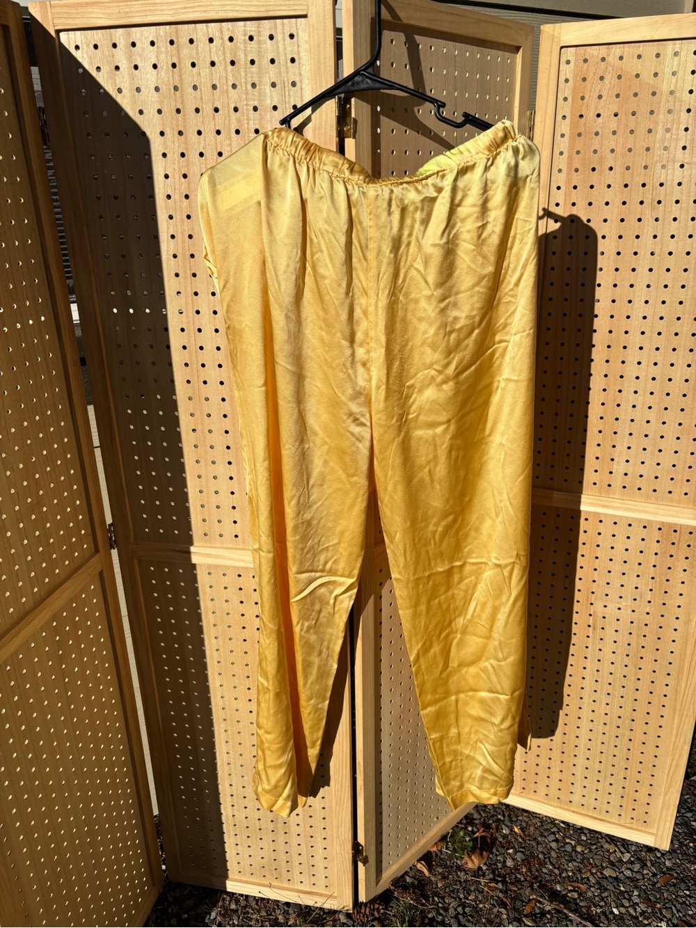 Quince 100% Washable Silk Drawstring Wide Lag Pants / Butter Yellow/ L